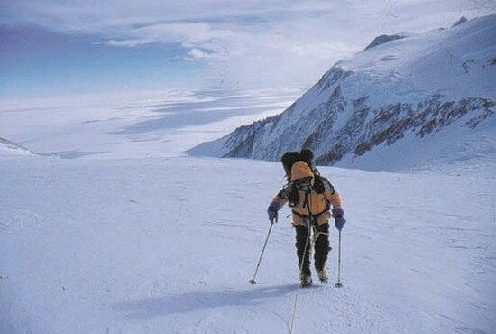 Gavin Bate ascending Mount Vinson in 2000