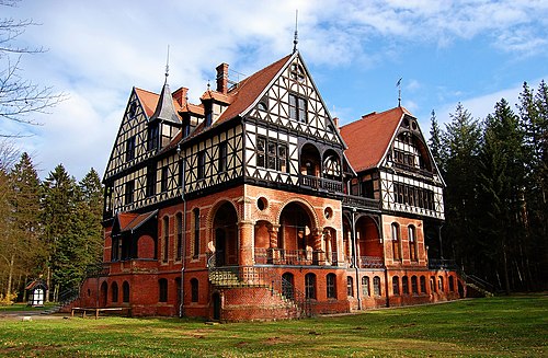 Gelbensande Manor, an 1885 Gründerzeit style mansion built for hunting, near Rostock, Germany.