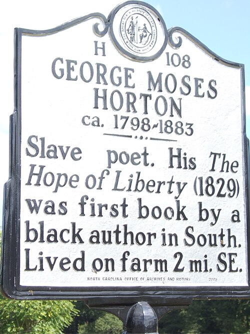 North Carolina sign commemorating George Moses Horton