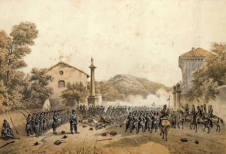 Garibaldi leads his Hunters of the Alps in the Battle of Varese.
