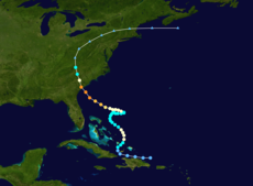 Track map of Hurricane Gracie