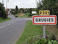 Grugies (Aisne) city limit sign.JPG
