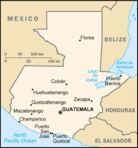 Map of Guatemala with Puerto Barrios