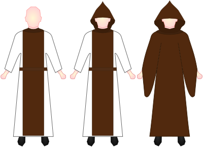 The religious habit of the monks of the Order of Saint Jerome is white and includes the brown scapular.