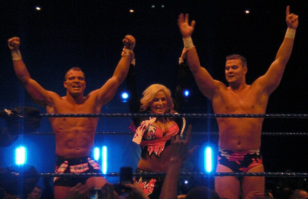 The Hart Dynasty (left to right): Tyson Kidd, Natalya, and David Hart Smith