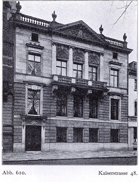 Haus Kaiserstraße 48 in Düsseldorf, erbaut durch Kayser & von Grossheim aus Berlin, Außenansicht