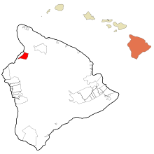 Hawaii megye Hawaii Beépített és be nem épített területek Waikoloa Village Highlighted.svg