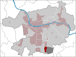 Placering af Emmertsgrund-distriktet i Heidelberg