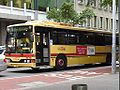 Hillsbus Custom Coaches bodied Mercedes-Benz O405 Mk II on Clarence Street, Sydney CBD painted in original Westbus cream & red livery in October 2007