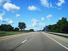 Western terminus of the New York State Thruway in Ripley at the Pennsylvania state line I-90 wb entering Pennsylvania from New York (2), July 2023.jpg