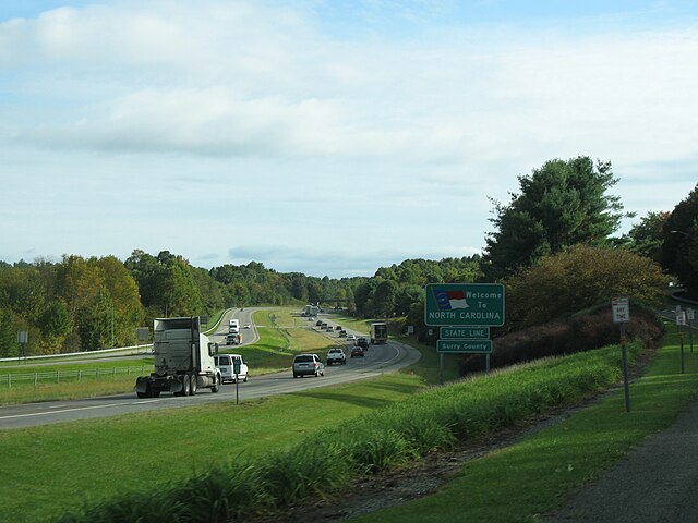 I-77 entering North Carolina from Virginia