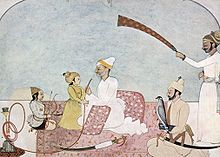 En mand med børn, (Hügel-Anführer mit Kindern, 'Bjergfører med børn'?), Punjab-stil, 1760.