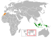 Location map for Indonesia and Morocco.