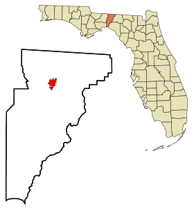 Jefferson County Florida Incorporated and Unincorporated areas Monticello Highlighted.svg