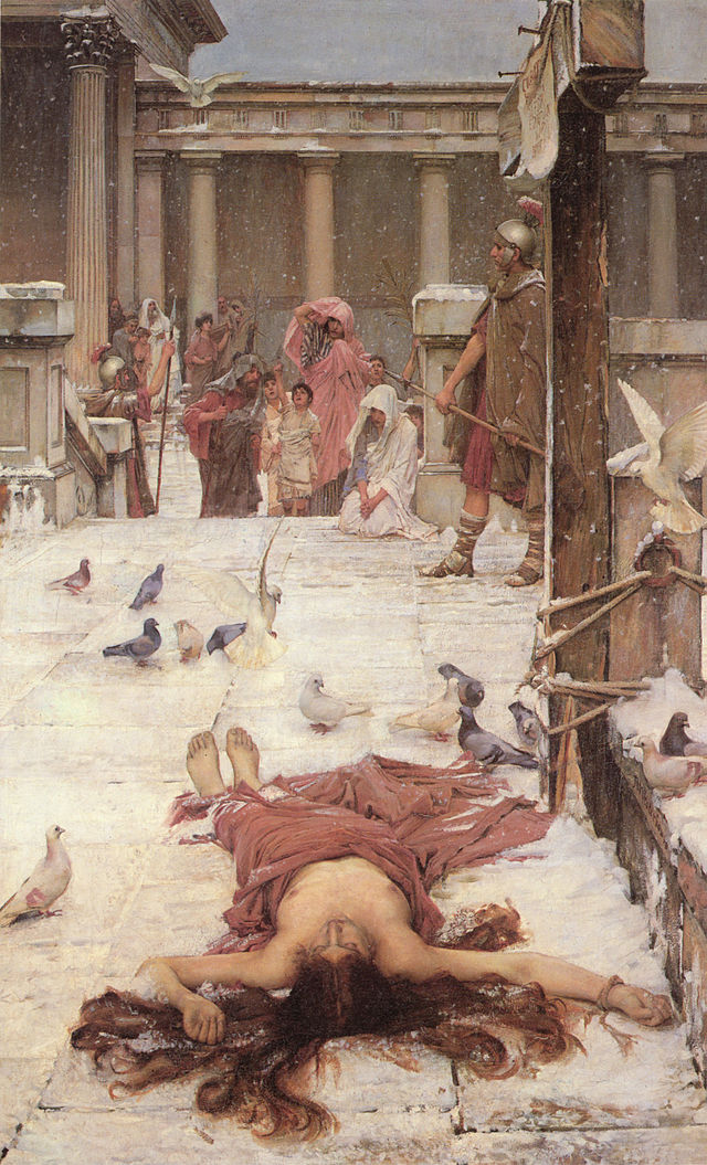 Oil painting of Saint Eulalia by John William Waterhouse