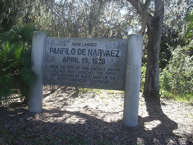 Marker at the site of the 1528 Narvaez landing, Jungle Prada, St. Petersburg