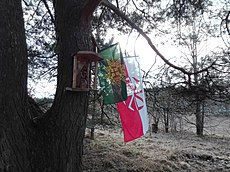 «Коловрат» на флаге Польши у святилища матери Мокоши польских родноверов