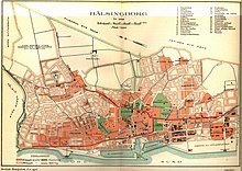 Stadtplan von Helsingborg um 1909