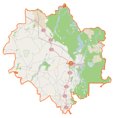 Mapa konturowa gminy Koronowo, po lewej znajduje się punkt z opisem „Łąsko Małe”
