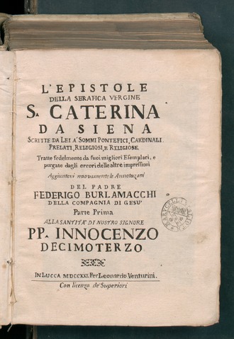 L'epistole della serafica vergine s. Caterina da Siena (1721) L'epistole della serafica vergine s. Caterina da Siena.tif