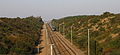 English: A TGV arrives at the Courtalain bifurcation (behind me), on LGV Atlantique. Français : Un TGV atteint la bifurcation de Courtalain (derrière moi), sur la LGV Atlantique.