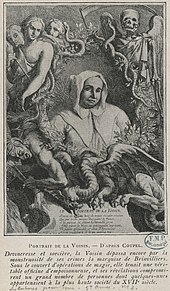 Contemporary portrait engraving of 17th century sorceress and poisoner Catherine Monvoison "La Voisin" - Guillaume Chasteau after Antoine Coypel La Voisin CIPA0895.jpg
