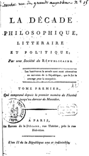 Numéro 20 de la Décade philosophique, littéraire et politique.