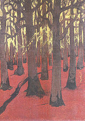 Forêt au sol rouge