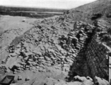 Nearly vertical masonry of mud-brick of the layer pyramid, looking east 1910