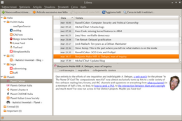 Liferea 1.6.0 afișează știrile Planet Debian