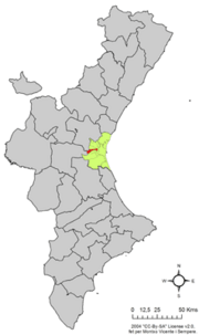 Localização do município de Quart de Poblet na Comunidade Valenciana