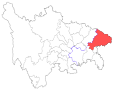 Localização da Prefeitura de Wanxian em Sichuan.png