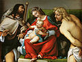Lorenzo Lotto:Sacra Conversazione with Saint Sebastian and Saint Rochus