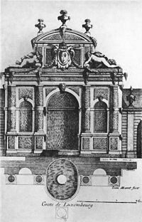 Origineel ontwerp van de Medici-fontein in de Jardin du Luxembourg (1660 gravure)