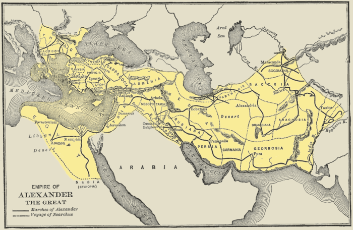 Mappa dell'impero di Alessandro.