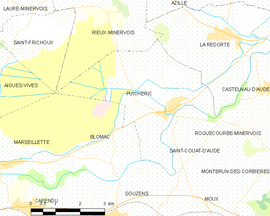 Mapa obce Puichéric