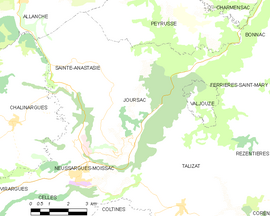 Mapa obce Joursac