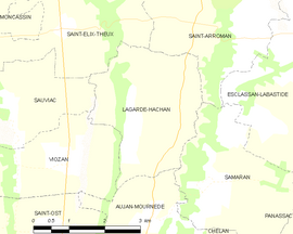Mapa obce Lagarde-Hachan