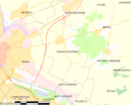 Mapa obce Cernay-lès-Reims