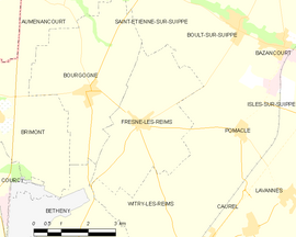 Mapa obce Fresne-lès-Reims