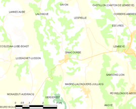 Mapa obce Simacourbe