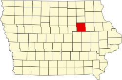 map of Iowa highlighting Black Hawk County