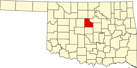 Location of Logan County in Oklahoma Map of Oklahoma highlighting Logan County.svg