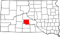 Harta statului South Dakota indicând comitatul Jones