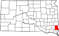 Harta statului South Dakota indicând comitatul Lincoln
