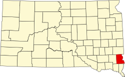 Map of Lincoln County within South Dakota