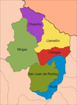 Mapa de los distritos de la provincia de Antonio Raimondi.png