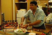 Olive cooking with bush tucker in 2008. Mark Olive 2008.jpg