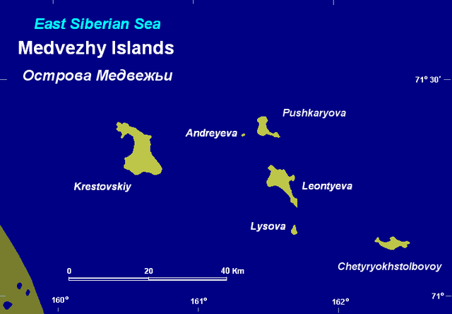 Mapa de las islas Medvezhi (en ruso)