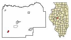 Tallula okulunun Menard County, Illinois şehrindeki konumu.